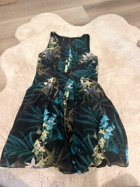 Ted Baker Black Floral Tropical Fit-and-Flare Dress